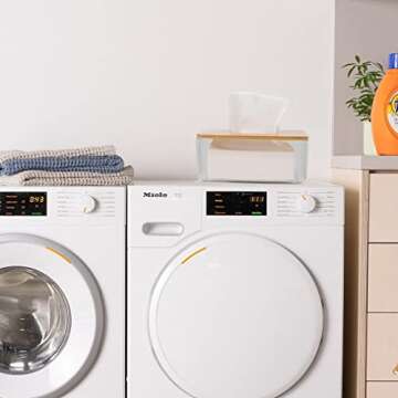 Tissue Holder, Dryer Sheet Dispenser Box with Bamboo Wood Lid, Transparent Container, Modern Minimalist Design. Tissue Organizer for Living Room,Bathroom, Bedroom, (Large)