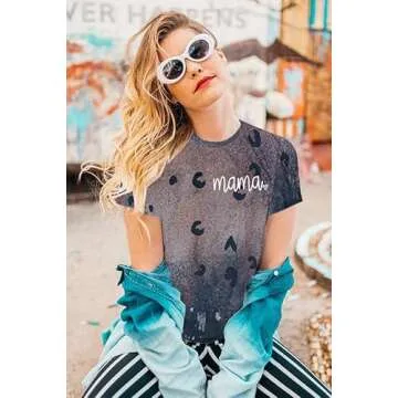 Mama Shirt Women Camouflage Tie Dye Mom Letter Print Tshirt Casual Basic Short Sleeve Tee Tops