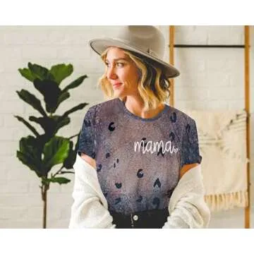 Mama Shirt Women Camouflage Tie Dye Mom Letter Print Tshirt Casual Basic Short Sleeve Tee Tops