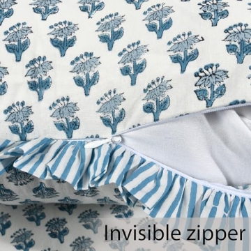 CPC Apatite Blue Ruffle Throw Pillow Covers for Stylish Decor