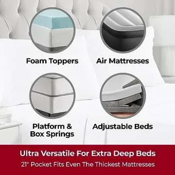 Mellanni Extra Deep Queen Sheets - 4 PC Iconic Collection Bedding - Hotel Luxury, Ultra Soft, Coolin...