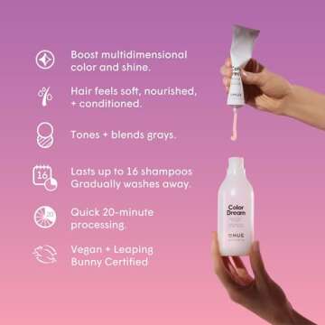 dpHUE Color Dream, Dark Brown - Ammonia-Free, Demi-Permanent Hair Color - Lasts 16 Washes - Boosts S...