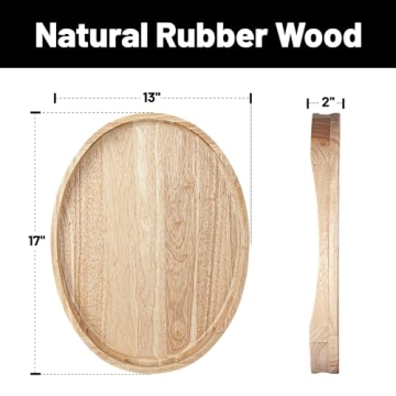 Elegant Rubber Wood Serving Tray with Handles for Entertaining