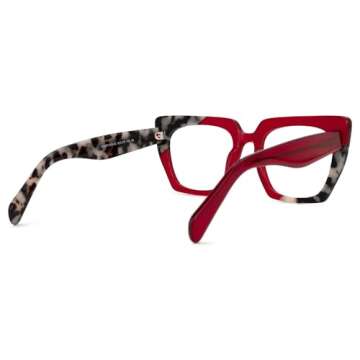 VOOGLAM Blue Light Blocking Glasses for Women Anti Eyestrain Computer Trending Frame Eyewear Red Sanna GWA081343-03