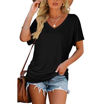 Womens Short Sleeve V Neck Tops - Casual & Chic Blouses for 2025