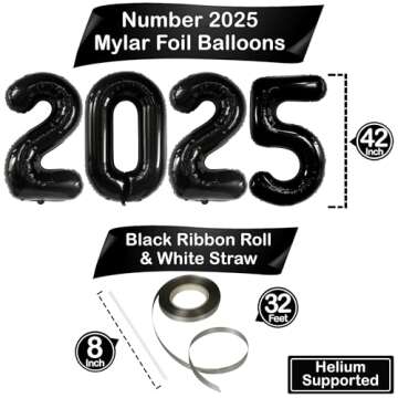 KatchOn, Huge Black 2025 Balloons Number - 42 Inch, Graduation Balloons | Foil 2025 Balloons Black, ...
