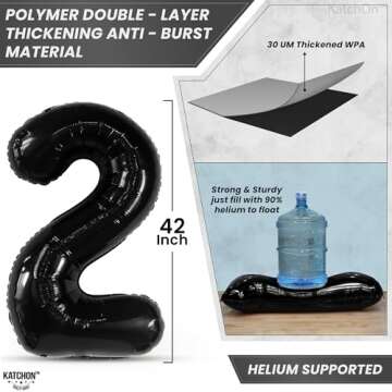 KatchOn, Huge Black 2025 Balloons Number - 42 Inch, Graduation Balloons | Foil 2025 Balloons Black, Graduation Decorations Class of 2025 | Black 2025 Balloon Numbers for Graduation Decorations 2025