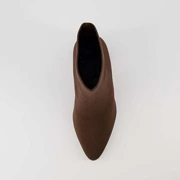 CUSHIONAIRE Sterling Womens Ankle Boots, Stretch Knit Upper, Genuine Leather Heel, Memory Foam Padding, Slip-On Design, Heeled Boots for Women, 2.75-Inch Block Heel, BROWN 10W