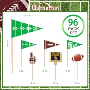 Gatherfun Football Themed Toothpicks - Perfect for Parties & Game Days