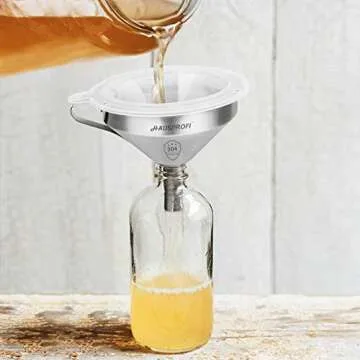 HAUSPROFI Stainless Steel Funnel with Fine Mesh Filter | 5.1 Inch
