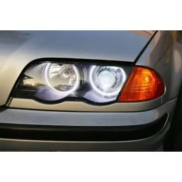 iJDMTOY Switchback Dual-Color White/Amber 336-SMD LED Angel Eyes Halo Rings Kit Compatible with BMW E36 E46 3 Series E39 5 Series E38 7 Series (Fit Xenon Trim ONLY)