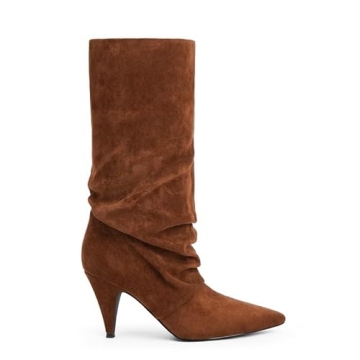 Stylish Modatope Brown Suede Slouchy Mid Calf Boots