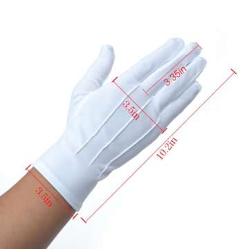 JISEN Men Police Formal Tuxedo Honor Guard Parade White Nylon Cotton Gloves 26cm