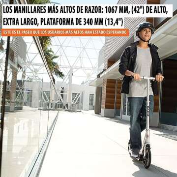 Razor A6 Kick Scooter for Kids Ages 8+ - Extra-Tall Handlebars & Longer Deck, 10" Urethane Wheels, A...