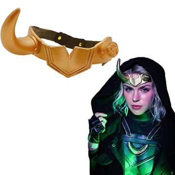 juyocmy Loki Crown Horns Women masquerade mask Gold Horns Cosplay tv Head Costumes PropProp for Lady...
