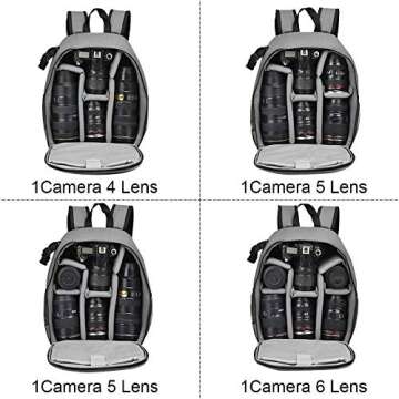 CADeN Camera Backpack Bag Professional for DSLR/SLR Mirrorless Camera Waterproof, Camera Case Compatible for Sony Canon Nikon Camera and Lens Tripod Accessories Gray