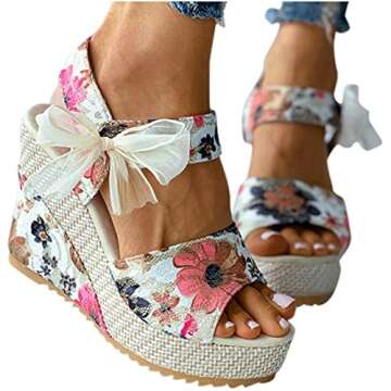 UMIYI Casual Summer Sandals for Women - Wedge Open Toe Gold