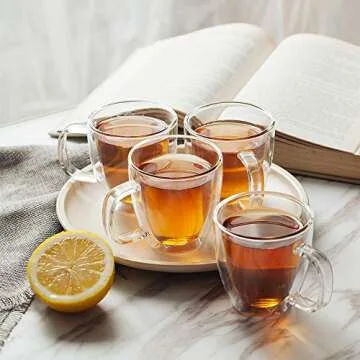 BTaT Double Wall Glass Coffee Mugs Set of 4 Insulated