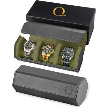 Napa Leather Watch Rolls for Men - Stylish Hexagon Travel Case