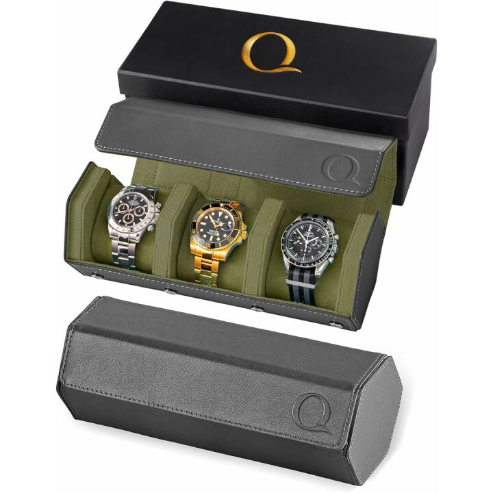 Men's Napa Leather Hexagon Watch Roll Travel Case