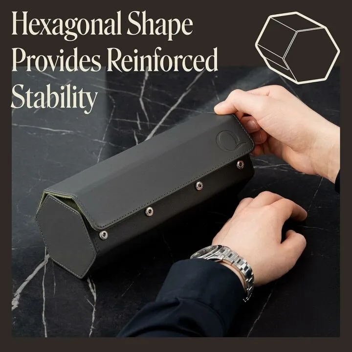 Men's Napa Leather Hexagon Watch Roll Travel Case