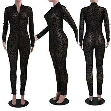 Uni Clau Deep V Neck Mesh Jumpsuit for Nights Out