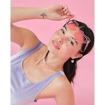 xo, Fetti Bachelorette Heart Sunglasses Set - 8 Pieces | Clear + Pink Bach Party Decoration, Bridesmaid Sunnies Favor, Bride to Be Gift + Bridal Shower Supplies