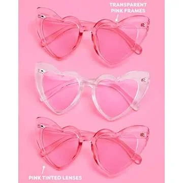 xo, Fetti Bachelorette Heart Sunglasses Set - 8 Pieces | Clear + Pink Bach Party Decoration, Bridesmaid Sunnies Favor, Bride to Be Gift + Bridal Shower Supplies