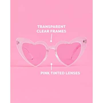 xo, Fetti Bachelorette Heart Sunglasses Set - 8 Pieces | Clear + Pink Bach Party Decoration, Bridesmaid Sunnies Favor, Bride to Be Gift + Bridal Shower Supplies