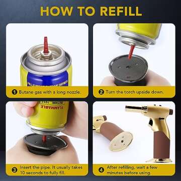 Tuffen Kitchen Torch Golden, Dual Flame Butane Torch Gun for Candles And Creme Brulee & More, Refillable Cooking Torch Lighter, Butane Gas Is Not Included