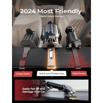 LISEN Phone Mount for Car Vent [Never Blocking] Rotatable Car Phone Holder Mount Air Vent Clip 2024 Hands Free Cell Phone Car Mount for iPhone 16 Pro Max Plus 15 14 13 Samsung Android, Black