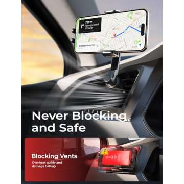 LISEN Phone Mount for Car Vent [Never Blocking] Rotatable Car Phone Holder Mount Air Vent Clip 2024 Hands Free Cell Phone Car Mount for iPhone 16 Pro Max Plus 15 14 13 Samsung Android, Black