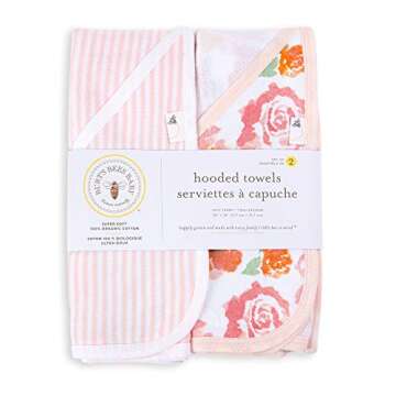 Burts Bees Baby Infant Hooded Towels Rosy Spring Organic Cotton, Unisex Bath Essentials and Newborn ...