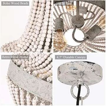 ANKARL 20" Wood Beaded Chandelier for Boho Decor