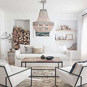 ANKARL 20" Wood Beaded Chandelier for Boho Decor
