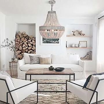 ANKARL 20" Wood Beaded Chandelier for Boho Decor