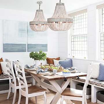 ANKARL 20" Wood Beaded Chandelier for Boho Decor