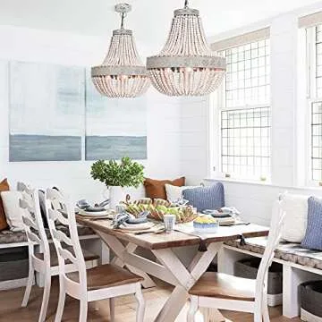 ANKARL 20" Wood Beaded Chandelier for Boho Decor