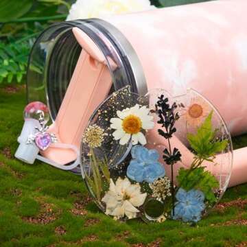 LA KEN DU Used for Stanley Cup Lid Accessories Charms, Dried Flower Lid Charms for Stanley Cups H2.0...