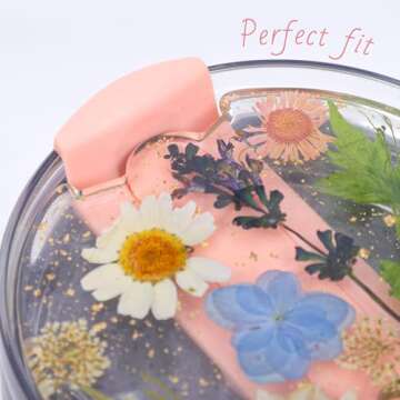 LA KEN DU Used for Stanley Cup Lid Accessories Charms, Dried Flower Lid Charms for Stanley Cups H2.0 Accessories 30oz 40oz with Silicone Straw Cover Cap for Tumblers(Dried Flower, 40oz)