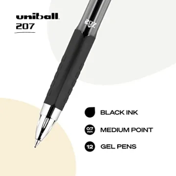 Uni-Ball 207 Black Gel Pens 12 Pack for Smooth Writing