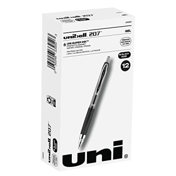 Uni-Ball 207 Black Gel Pens 12 Pack for Smooth Writing