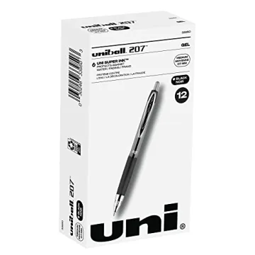Uni-Ball 207 Black Gel Pens 12 Pack for Smooth Writing