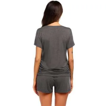 Ekouaer Womens Maternity Loungewear Nursing Nightgown Hospital Sleep Set Comfortable Postpartum Pajama Top and Bottom Set Grey L