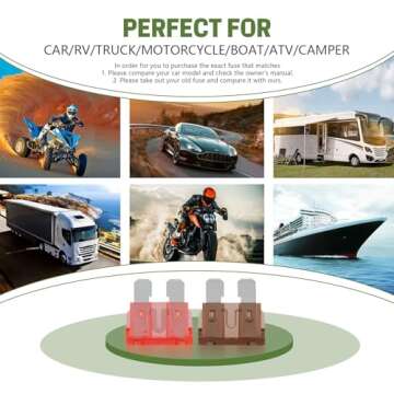 LOCOPOW 100Pcs Standard Blade Fuses Kit for Cars and RVs