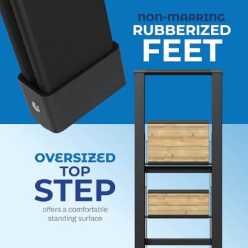 Stylish SORFEY Step Ladder: Functional Bamboo & Black Design