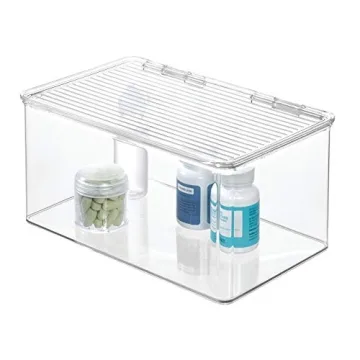 iDesign Med+ Clear Bathroom Vanity Bin with Lid