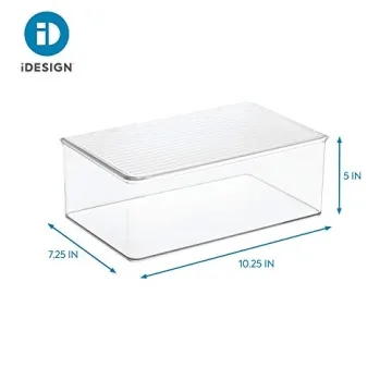iDesign Med+ Clear Bathroom Vanity Bin with Lid