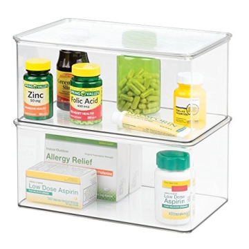 iDesign Med+ Clear Bathroom Vanity Bin with Lid