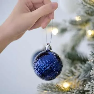 Valery Madelyn Christmas Tree Decorations Ornament Set for Valentines Mardi Gras St Patricks Day, 50ct 2.36 Inches Navy Blue Silver Shatterproof Christmas Ball Ornaments Hanging Holiday Party Decor